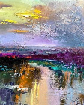 Purple yellow green brown decorative painting